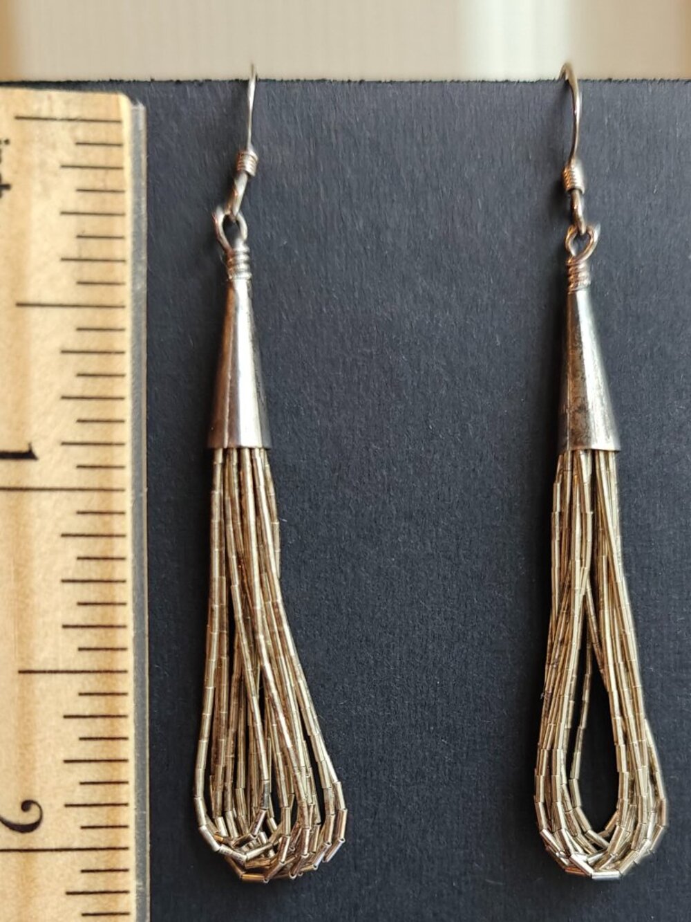 Vintage Coldwater Creek Liquid Silver Multi Strand Tassel Dangle Earrings